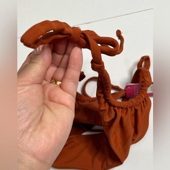 NWT Xhilaration Junior Girls Cheeky String Bikini Bottoms Size M Rust #242 - Picture 4 of 10